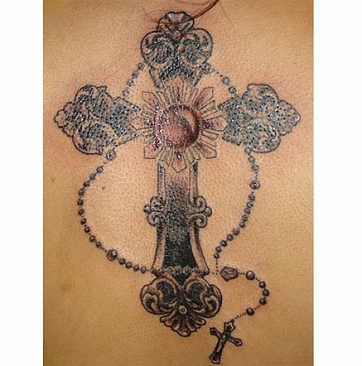 Celtic tribal back tattoos in the form of tribal cross and knots are some 