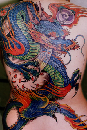  picture of a black and white twisting chinese dragon tattoo design.